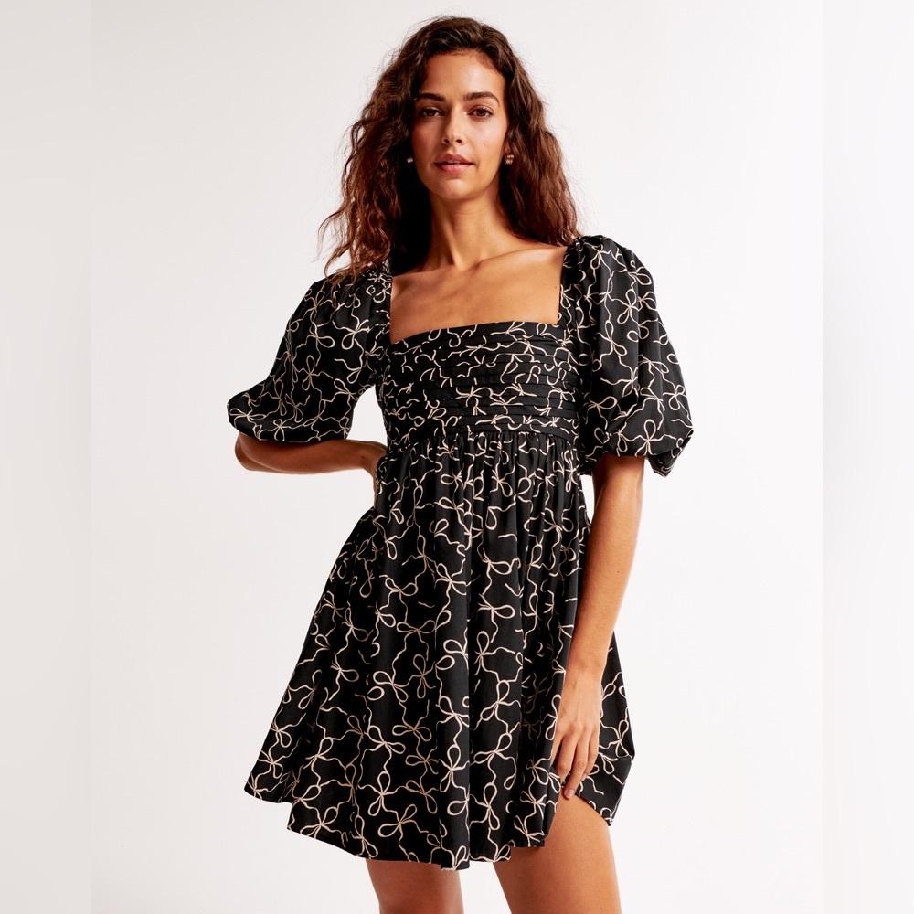 Abercrombie & Fitch Emerson Poplin Puff Sleeve Mini Dress